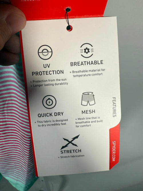 NWT SPYDER SWIM Men Size Large Double Ombre Stripe 9" E-Board Shorts Swim Trunks