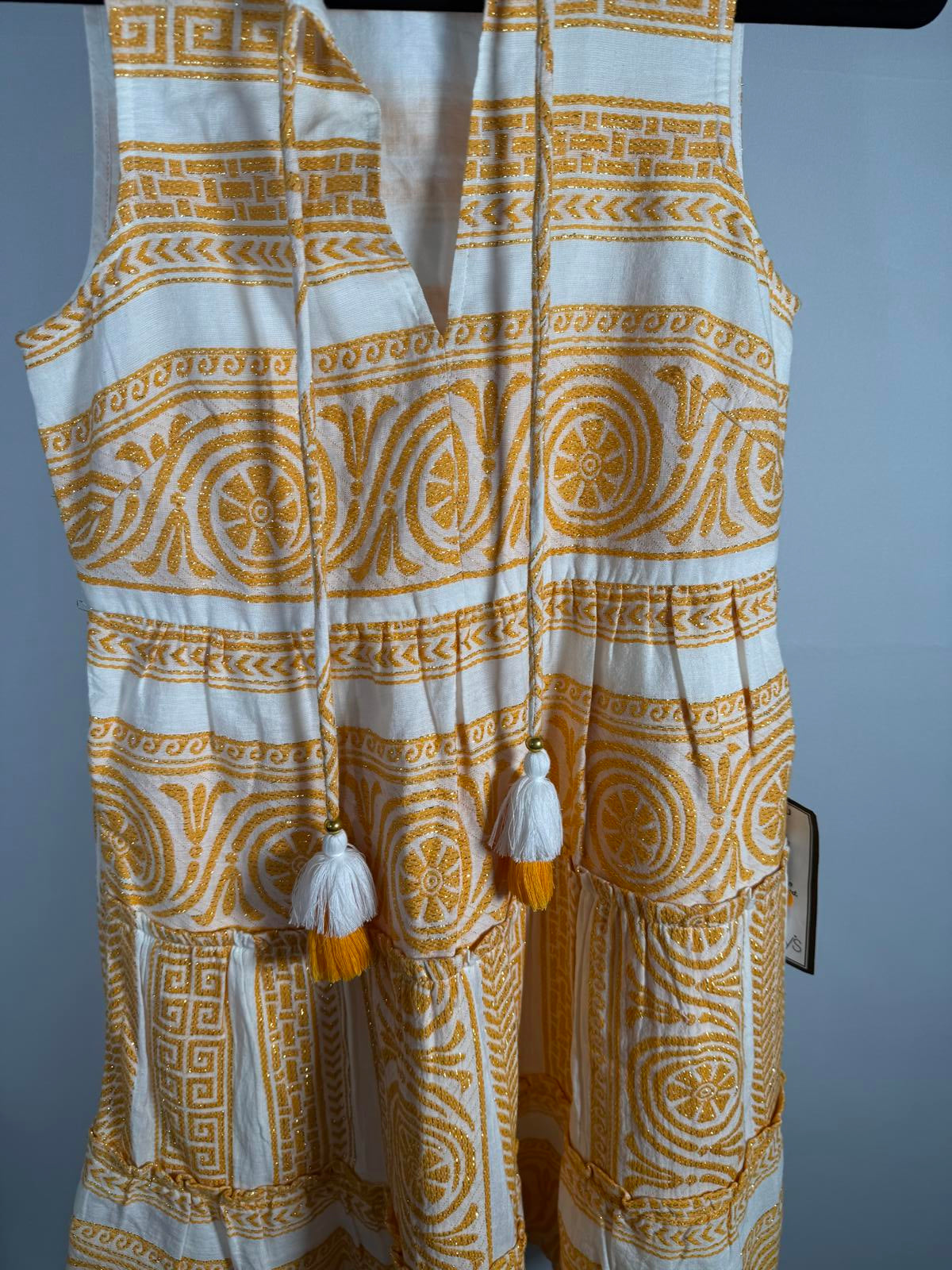 NWT Vince Camuto Women's Cotton Mosaic Tassel-Tie Dress Size 2