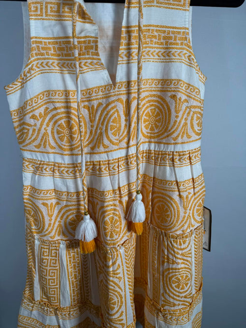 NWT Vince Camuto Women's Cotton Mosaic Tassel-Tie Dress Size 2