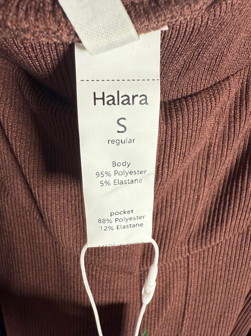 NWT Halara Ribbed High Waisted Pocket Barrel Leg Work Chestnut Size Small