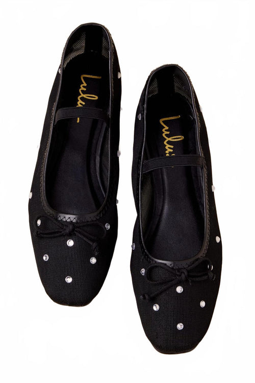 Lulus Miliah Black Mesh Rhinestone Ballet Flats - 11 NWB