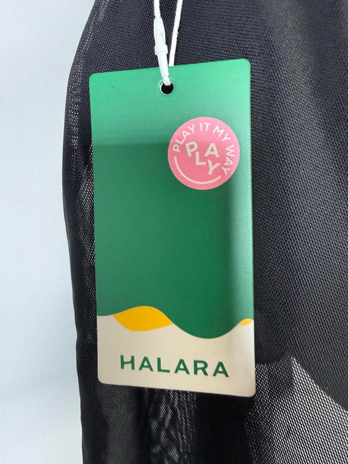 NWT Halara Mesh Overlay Tank with Criss Cross Straps in Back Black S