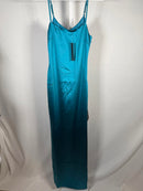 NWT Lulus Easy Radiance Teal Satin Slip Maxi Dress Size XS