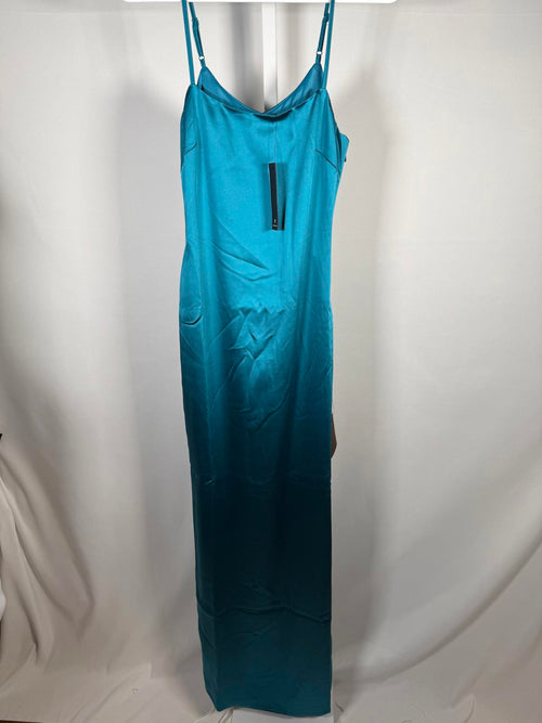 NWT Lulus Easy Radiance Teal Satin Slip Maxi Dress Size XS