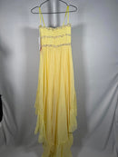 NWT Mac Duggal Yellow Strapless High-Low Ruffle Dress with Embellishments Size 4