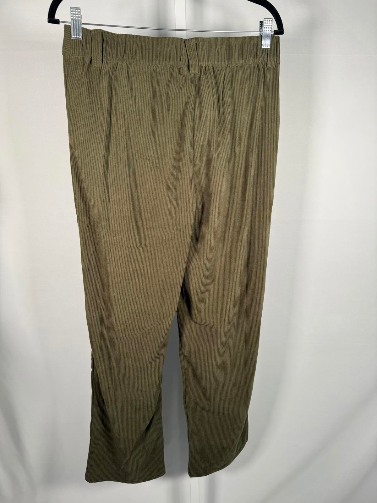 NWT Halara Mid Rise Zipper Pocket Corduroy Casual Pants Green Size M Tall