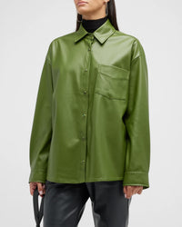 NWT We Wore What Vegan Leather Overshirt Basil Green XS