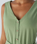 NWT Halara V Neck Belted Pocket Casual Jumpsuit Size M
