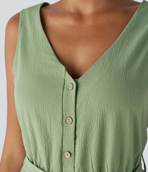 NWT Halara V Neck Belted Pocket Casual Jumpsuit - Size M