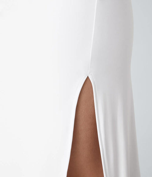 NWT Halara SoftlyZero Ruched Lace Up Bodycon Cool Touch Dress-UPF50+ White XS