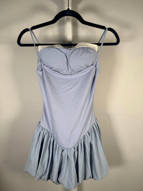 NWT Halara Light Blue Bubble Mini dress with built in bra & shorts XS