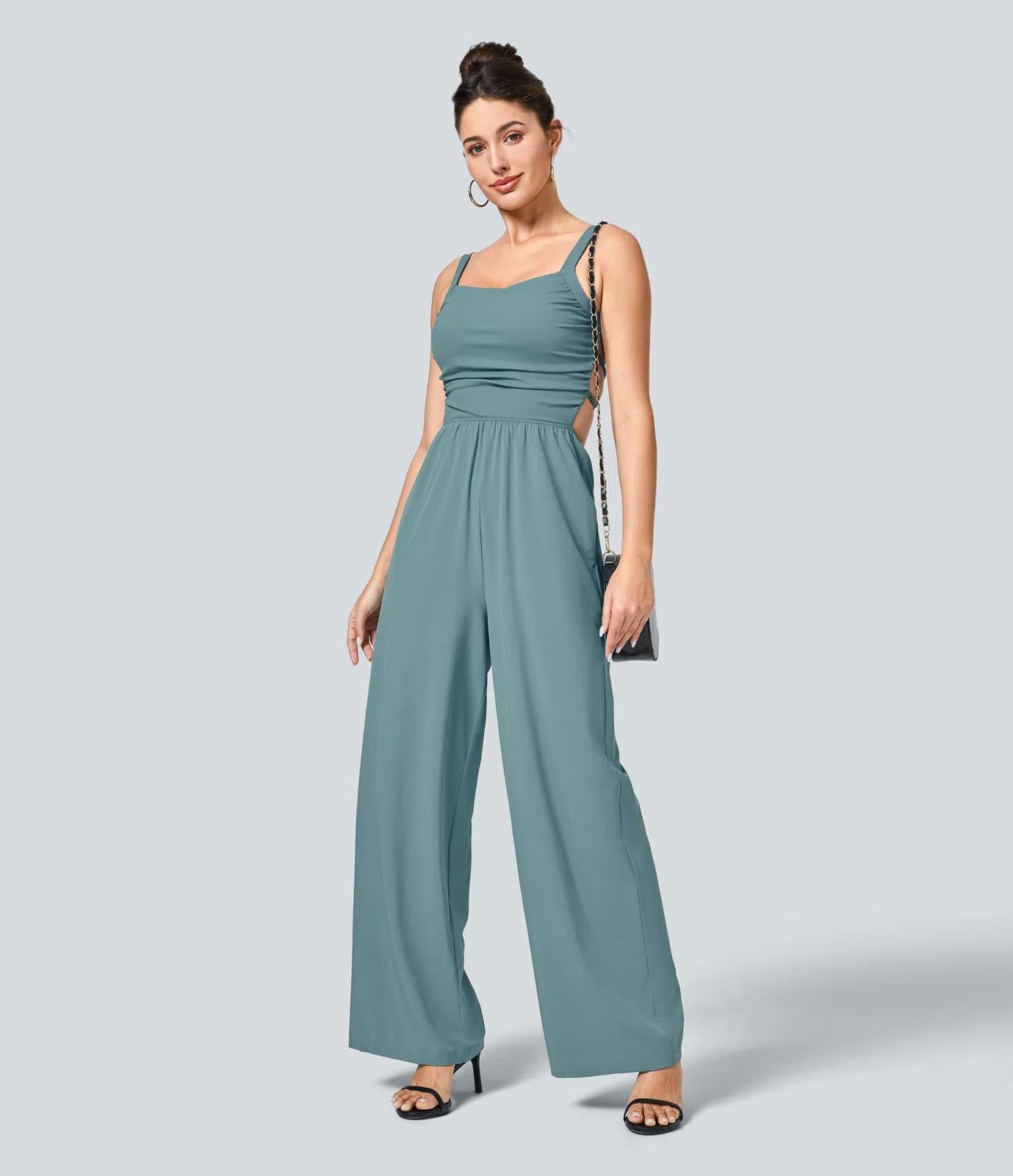 NWT Halara Breezeful™ Lace Up Pocket Quick Dry Casual Jumpsuit Size Small