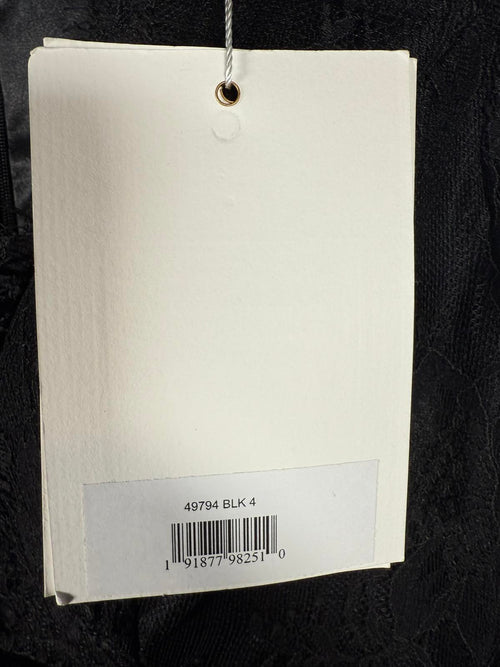 NWT Mac Duggal 49794 Black Long Sleeve Deep V Lace Babydoll Dress Size 4