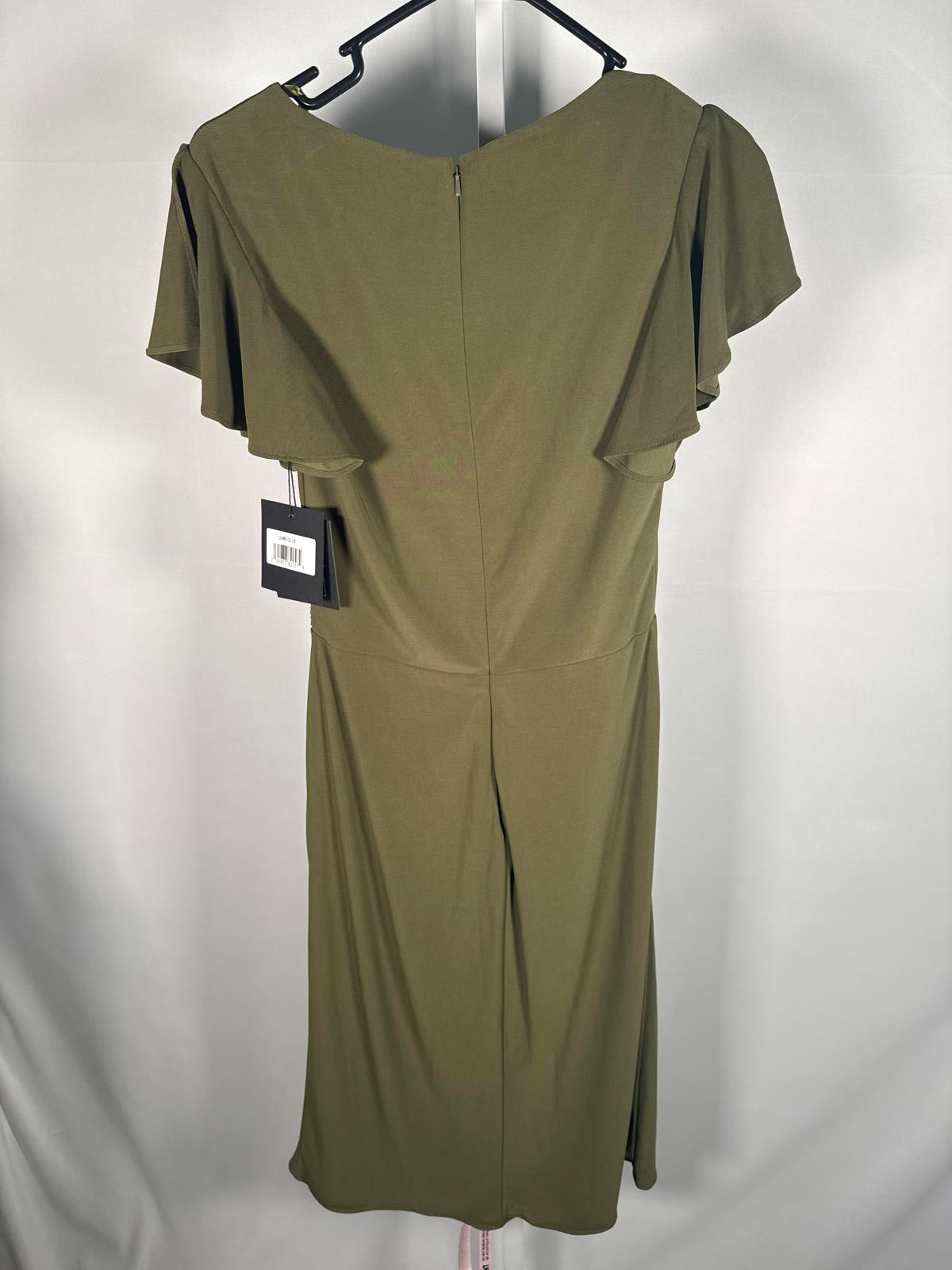 NWT Mac Duggal Flounce Sleeve Mini Dress Green Size 6