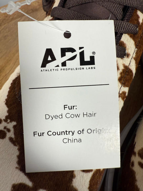 NIB APL Women's Deep Brown White Cow Iconic Phantom Sneakers Size 8