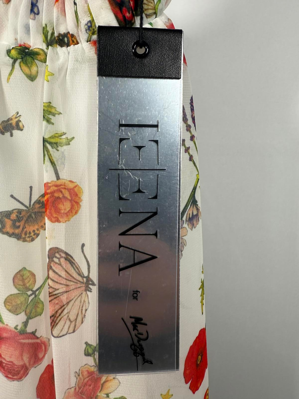 NWT Mac Duggal Apparel White Butterfly Print Ruffle Hem Mini Dress Size 6