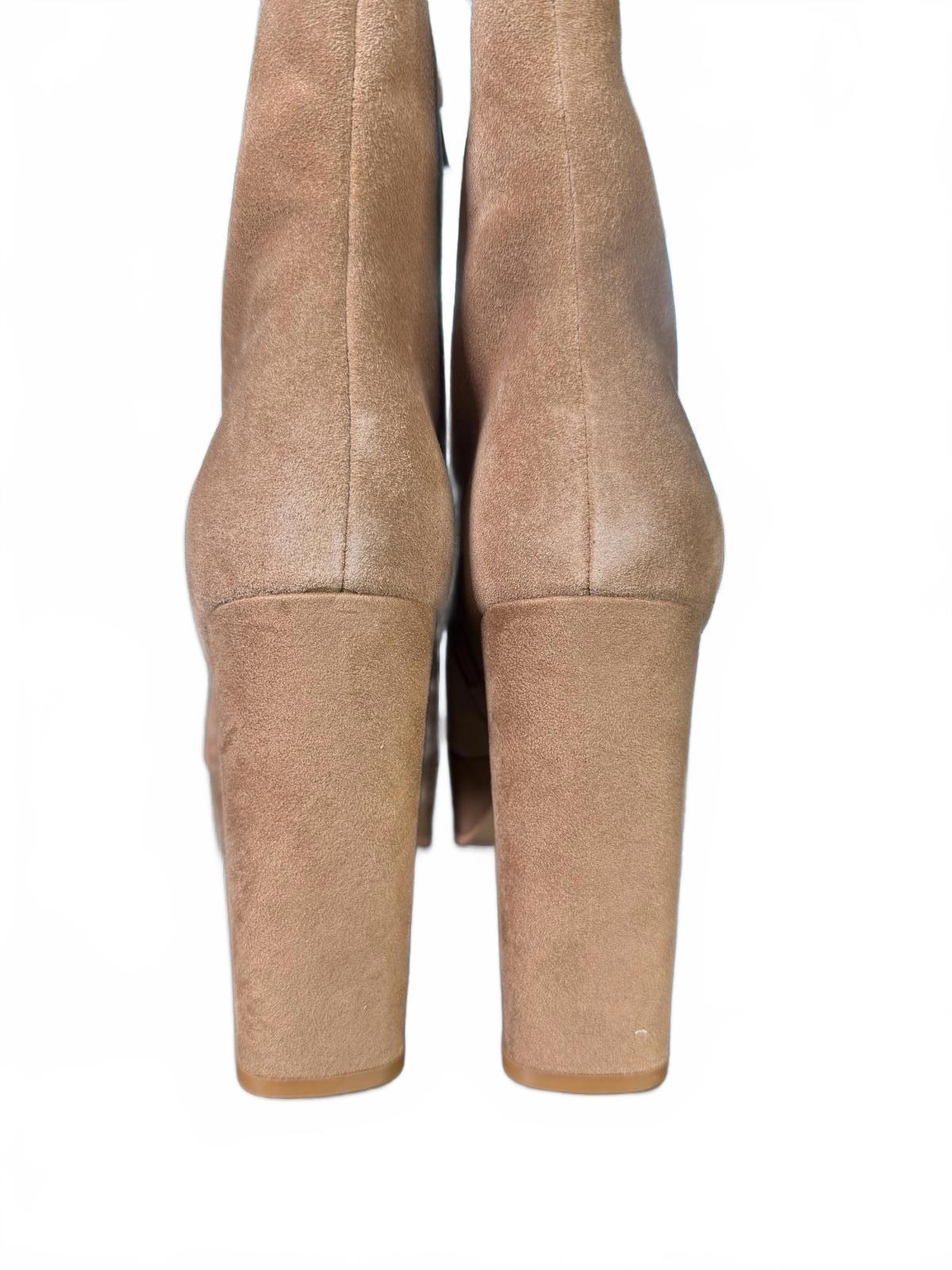 Lisa Vicky Cognac Split Suede Heeled Boots Size 9.5 M New in box