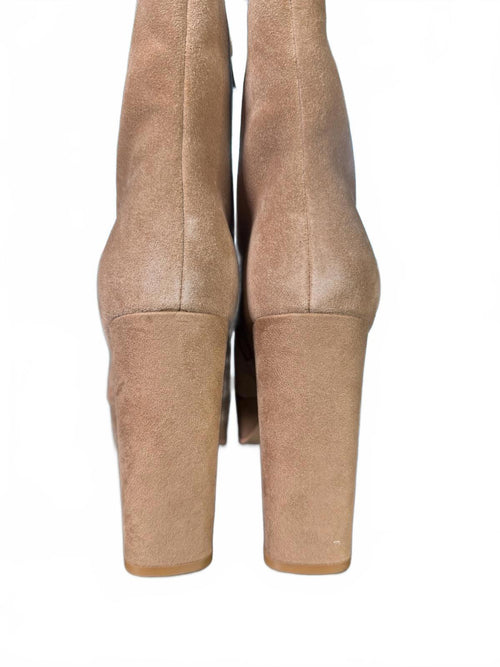 Lisa Vicky Cognac Split Suede Heeled Boots Size 9.5 M New in box