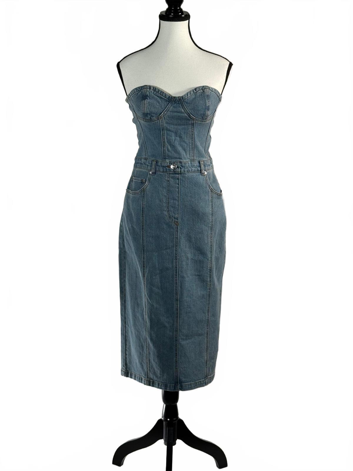 NWT Steve Madden Denim Corset Midi Dress Size Small