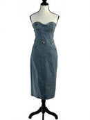 NWT Steve Madden Denim Corset Midi Dress Size Small