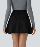 NWT Halara High Waisted Decorative 2-in-1 A Line Suede Mini Casual Skirt Black S