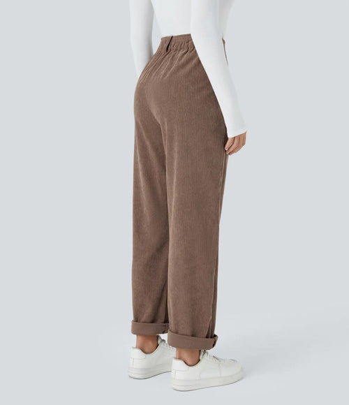 NWT Halara High Waisted Corduroy Casual Pants Acorn - Size XL