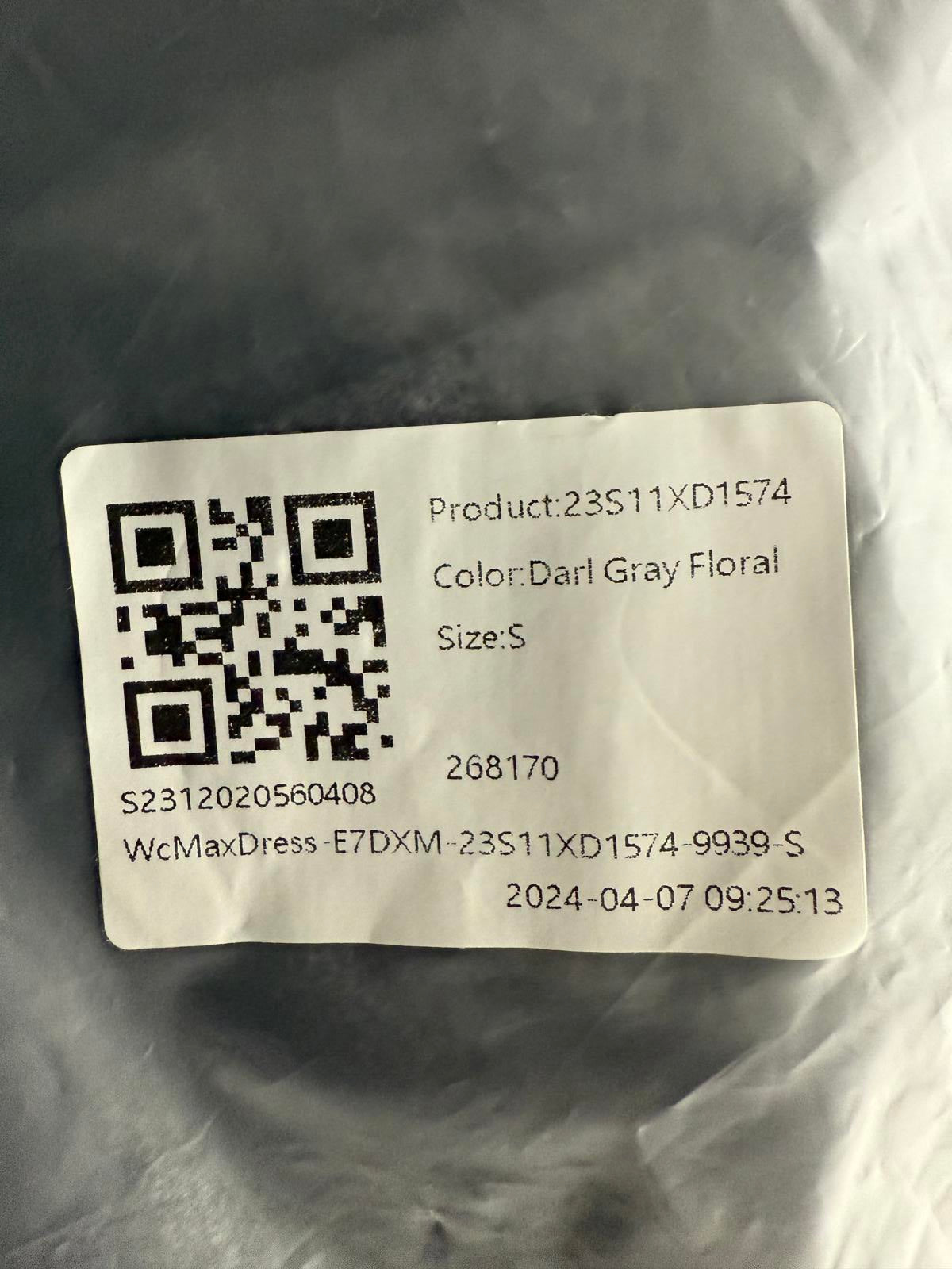 NWT Halara Funnel Neck Long Sleeve Flare Maxi Casual Dress Darl GRAY Floral S