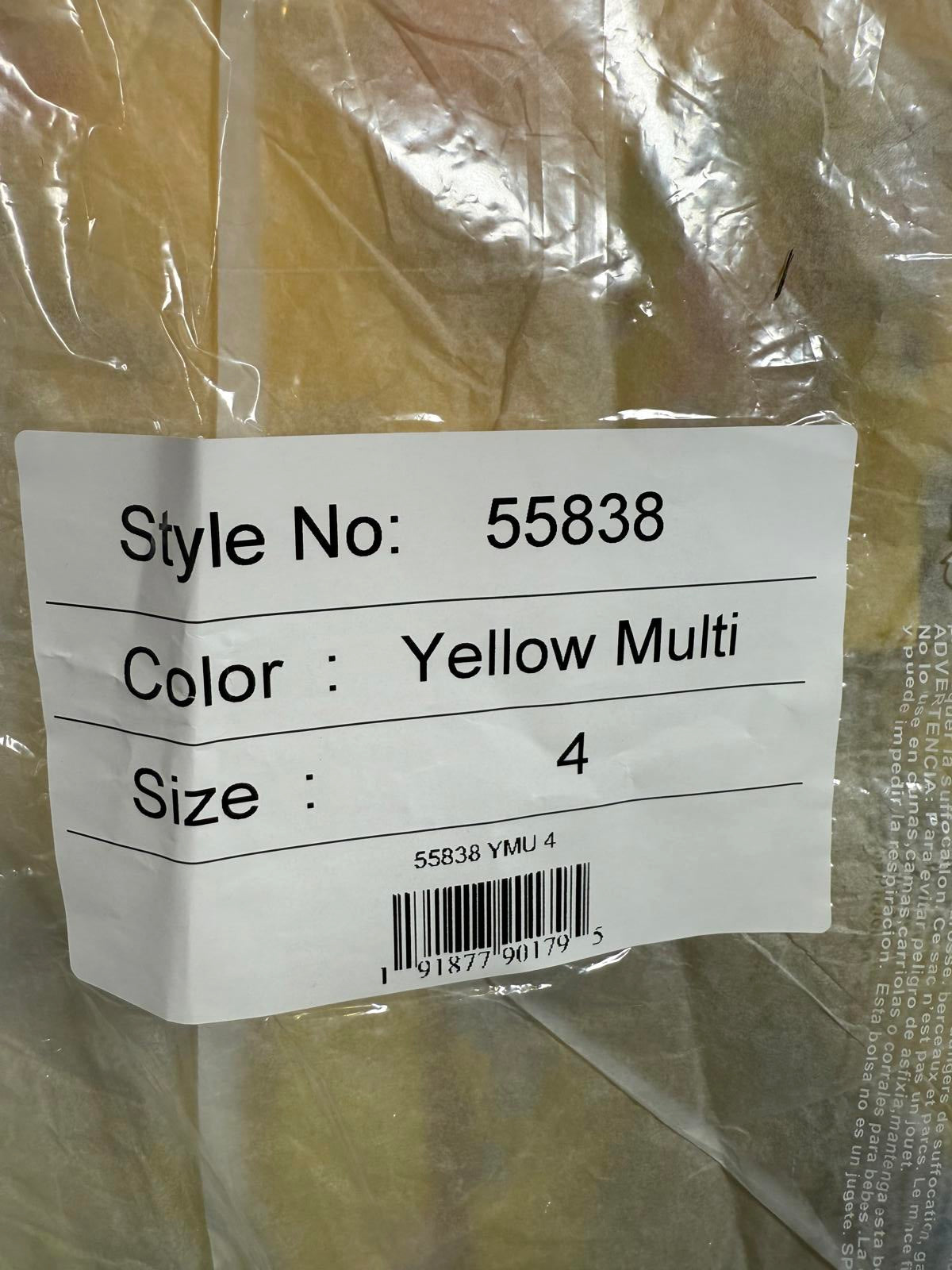 NWT Mac Duggal Yellow Floral Print Puff Sleeve Ruffled Mini Dress Size 4