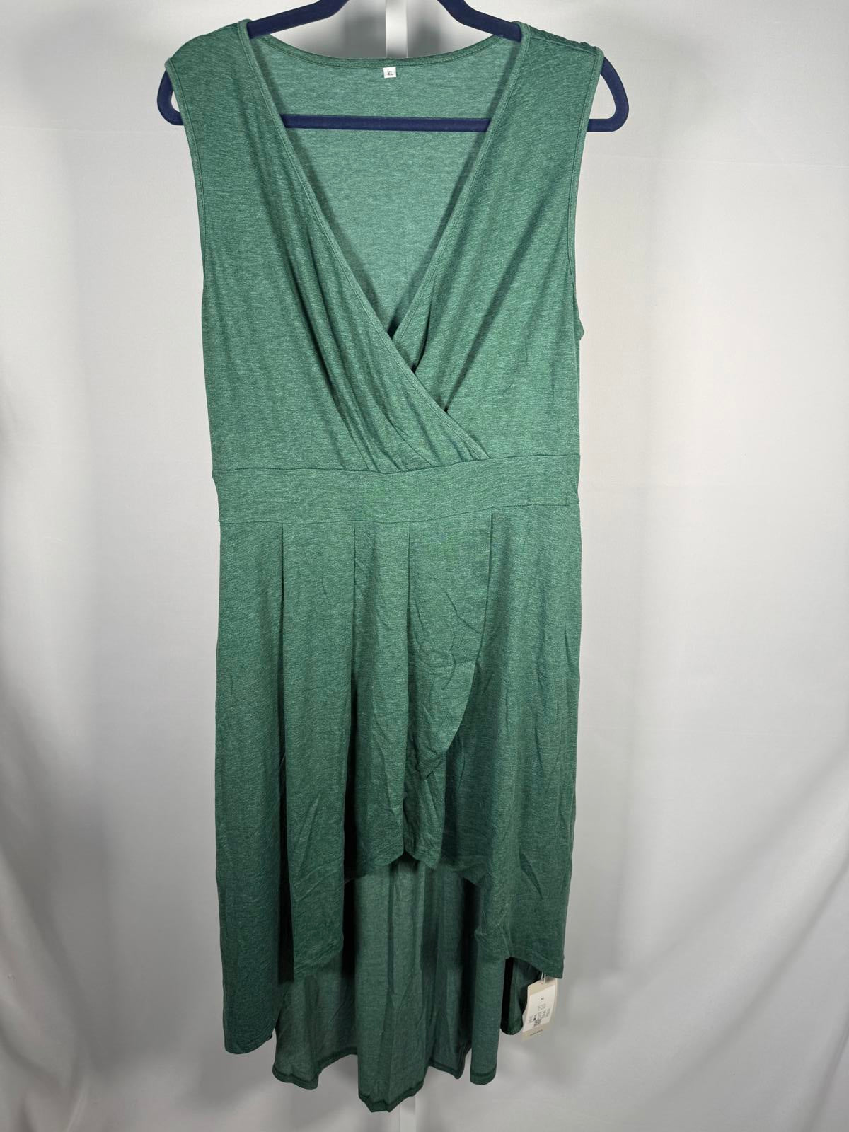 NWT Halara Deep V Neck Sleeveless High Low Crossover Hem Midi Casual Dress - XL