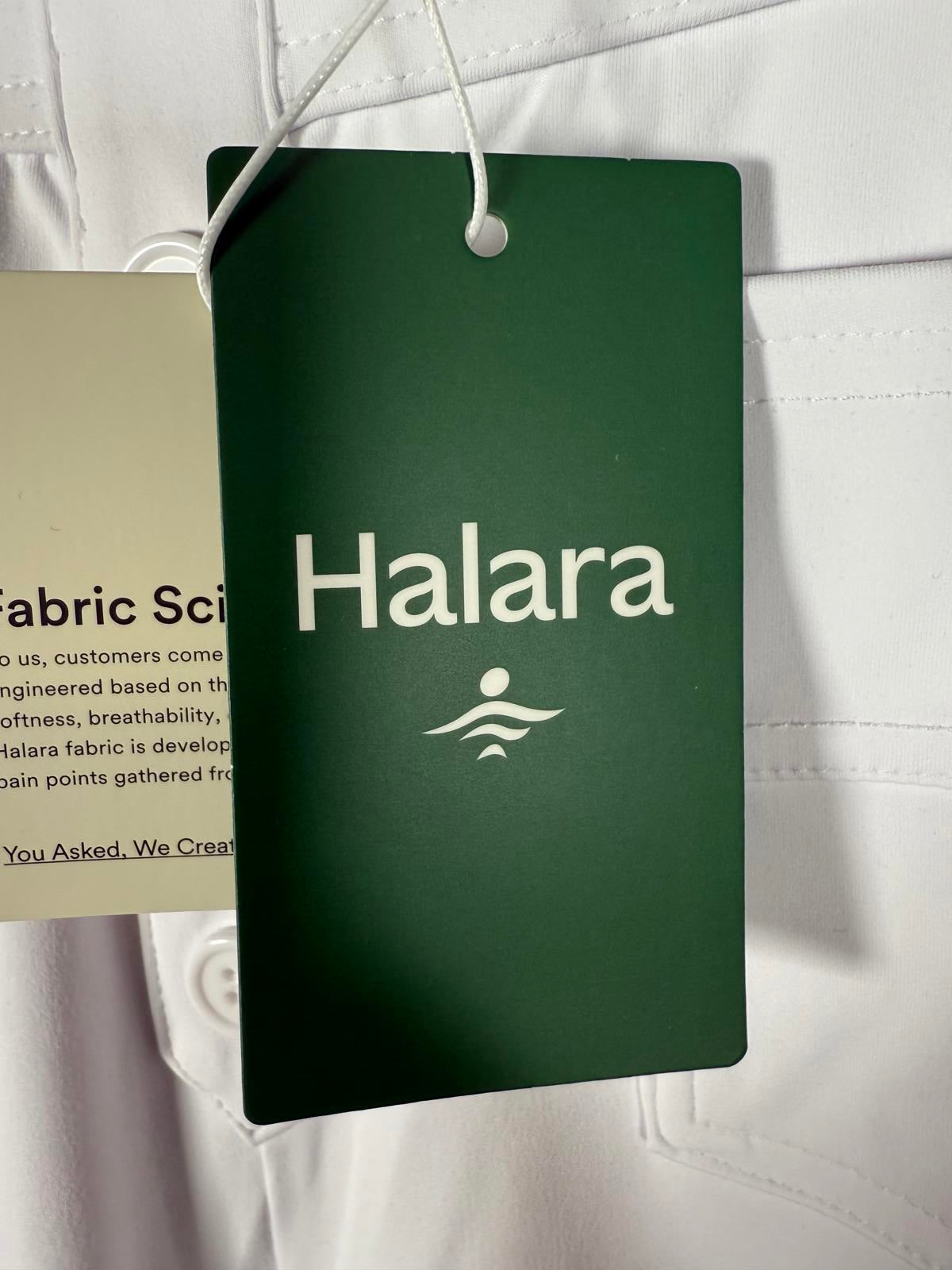 NWT Halara High Waist Button Multiple Pockets Strght Leg Casual Pants White- XS