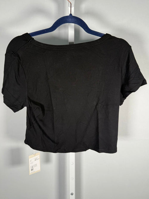NWT Halara boat neck black baby tee cropped XL