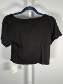 NWT Halara boat neck black baby tee cropped - XL
