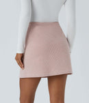 NWT Halara High Waisted 2-in-1 Houndstooth Mini Work Skirt Pink Sand - Size M