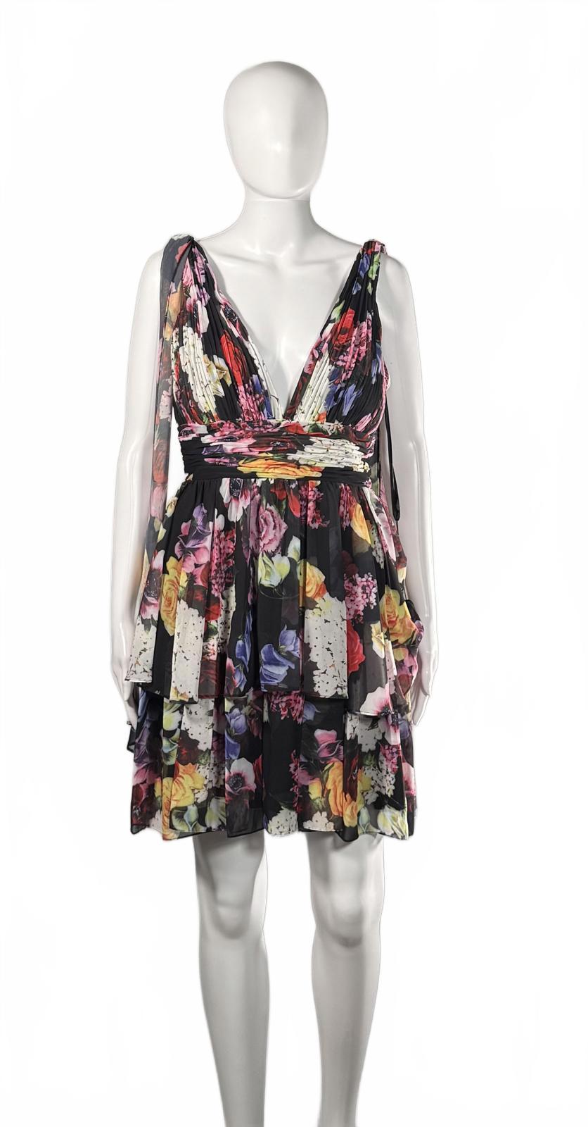 MAC DUGGAL Tiered Floral A-Line Minidress Size 6