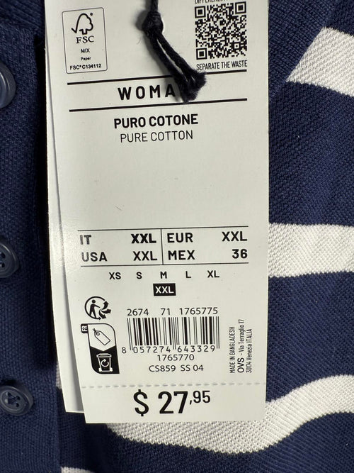 NWT Piombo Striped Pique Polo Shirt Size XXL