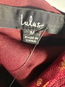 NWT Lulus Forever Sparkling Burgundy Dotted Mesh Tiered Mini Dress Size M