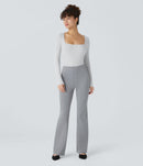 NWT Halara Ribbed Square Neck Long Sleeve Skinny Casual Bodysuit Glacier Gray, M