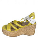 Sun + Stone Yellow Strappy Platform Espadrilles Size 6 NWOB