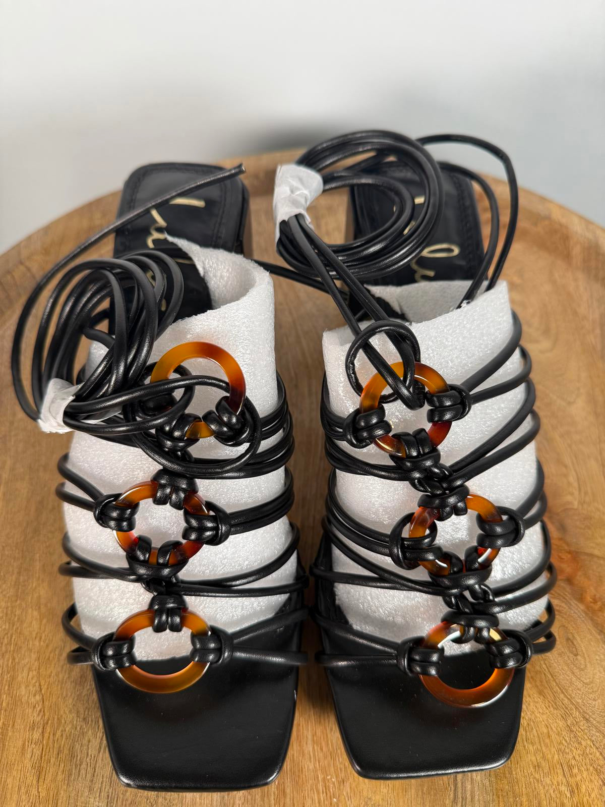 Lulus Finu Black Lace-Up High Heel Sandals - 6.5 NWOB