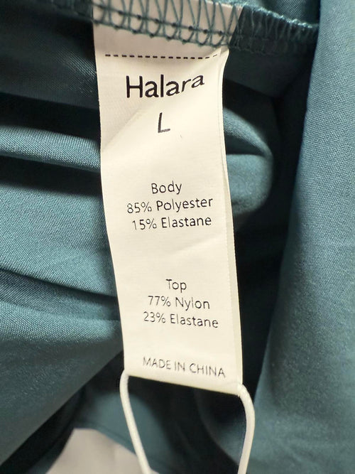 NWT Halara V Neck Bishop Long Sleeve Flare Midi Casual Dress Stone Blue Size L