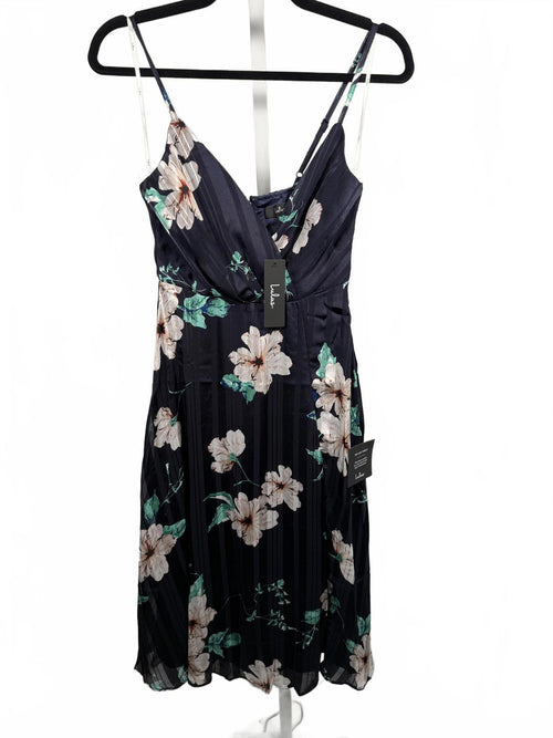 Lulus All About Love Navy Blue Floral Print Midi Dress - XS NWT