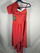 NWT Halara Breezeful High Low 2-Piece Pocket Midi Casual Dress Kapok Red L