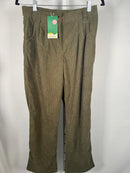 NWT Halara Mid Rise Zipper Pocket Corduroy Casual Pants Bamboo Green Size Small