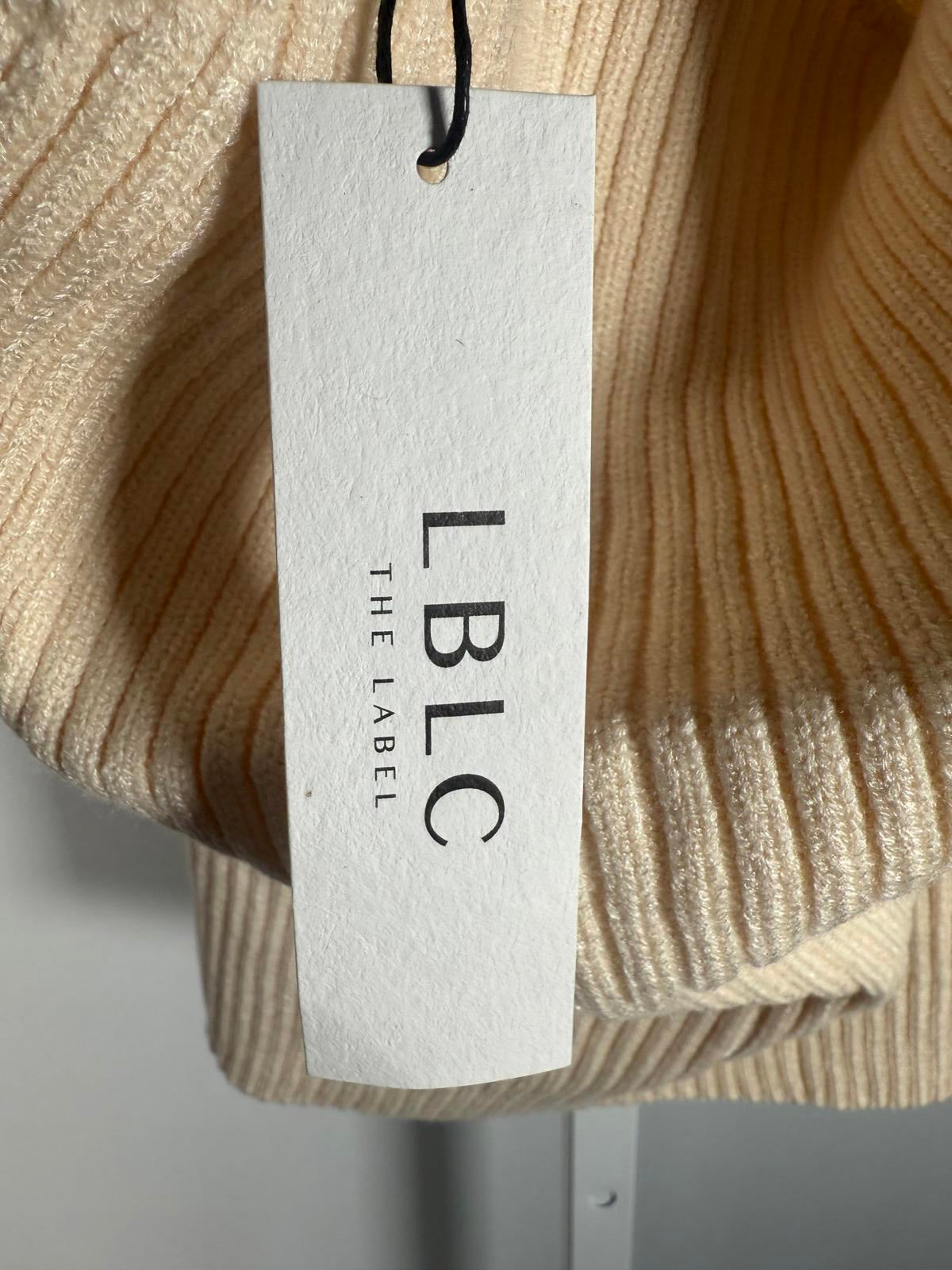 LBLC THE LABEL Amelia Ribbed Halter Top In Ivory Size Large NWT