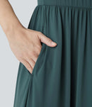 NWT Halara Adjustable Halter Tie Pocket Hem Flowy Maxi Dress Verdiris XL