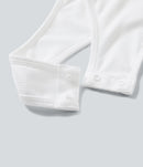 NWT Halara Ribbed Knit Square Neck Long Sleeve Skinny Casual Bodysuit White - M