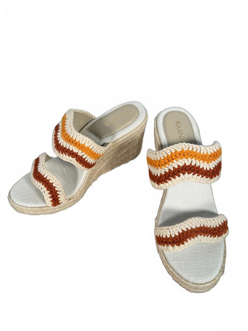 Kaanas Malik Handwoven Wavy Crochet Wedge Sandals - 9 NWT
