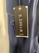 B. Darlin Women's V-Neck Sleeveless Ruffle-Trim Gown Navy Plus Size 24W NWT