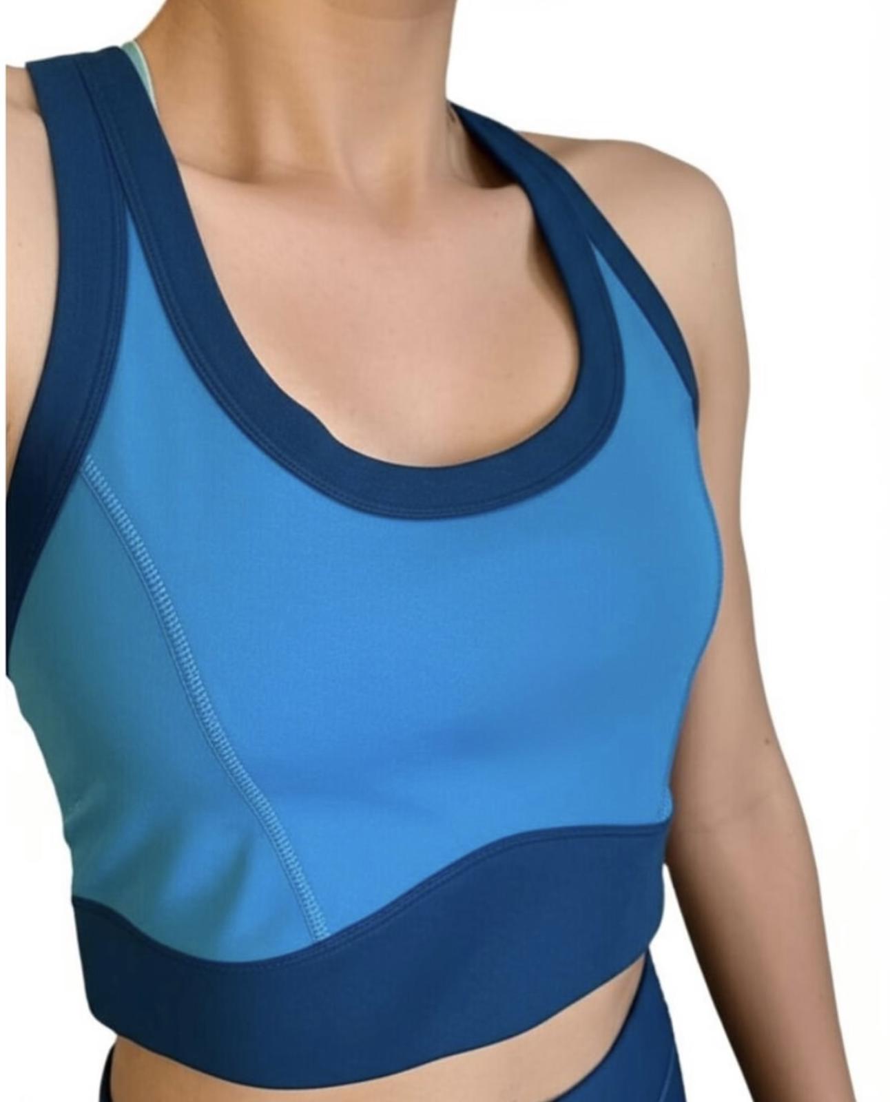 Spiritual Gangster Sports Bra Two-Tone Teal Aurora - L