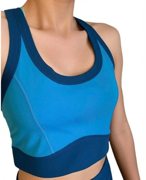 Spiritual Gangster Sports Bra Two-Tone Teal Aurora - L